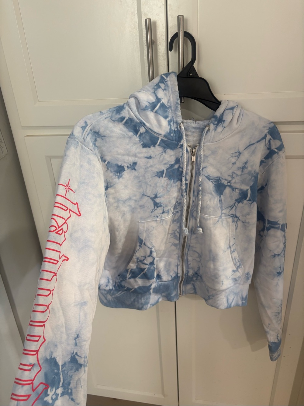 BADWOOD Blue White Tie-Dye Zip Hoodie